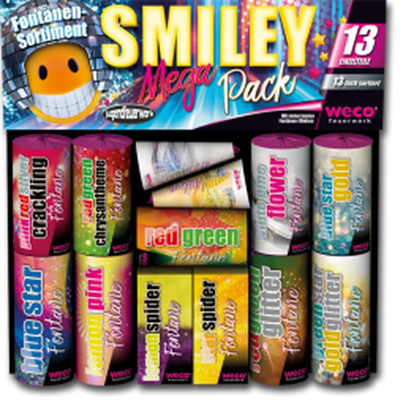 Jetzt Smiley Mega Pack 13-teiliges Fontänen-Sortiment ab 19.54€ bestellen