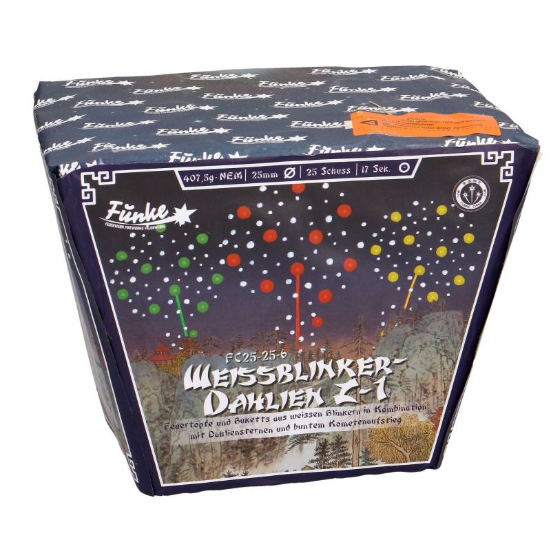 Jetzt Weißblinker-Dahlien Z-1 25-Schuss-Feuerwerk-Batterie ab 27.19€ bestellen