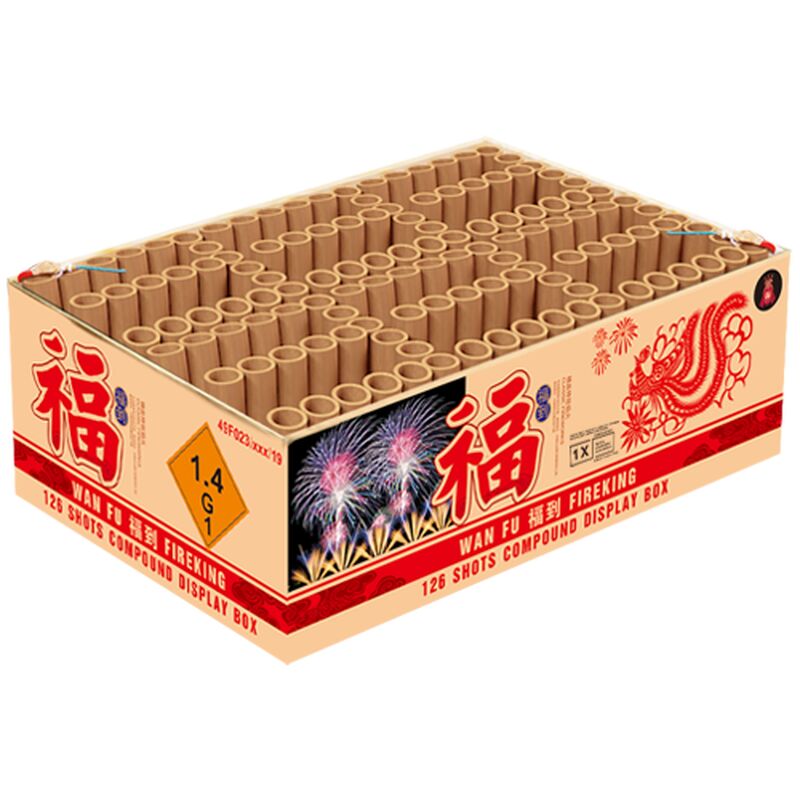 Jetzt Wan Fu Fireking 126-Schuss-Feuerwerkverbund ab 118.99€ bestellen