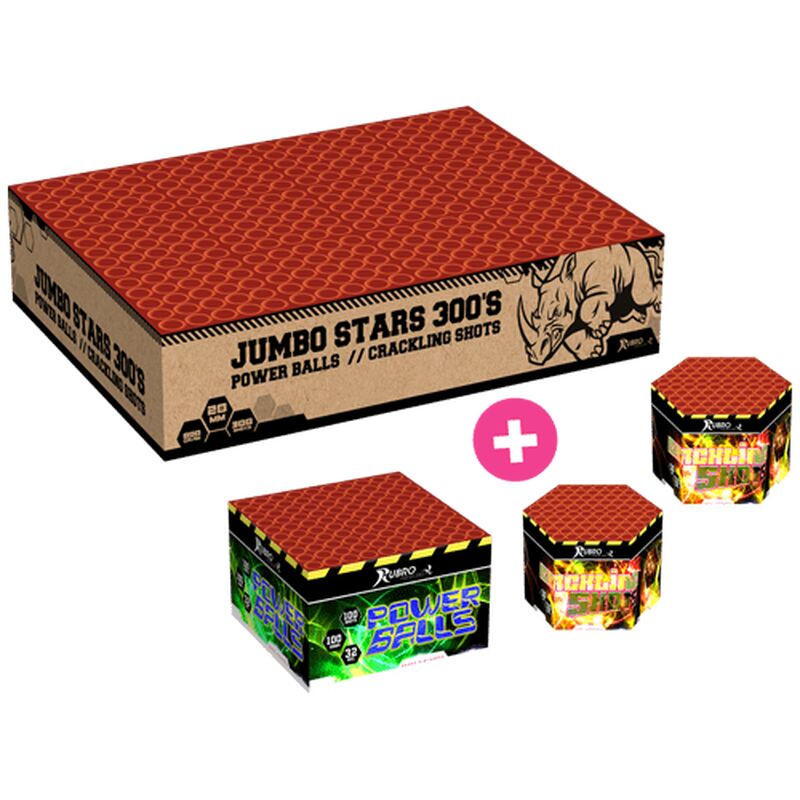 Jetzt Jumbo Stars Display Box 300-Schuss-Feuerwerkverbund + 3 Batterien Extra ab 127.49€ bestellen