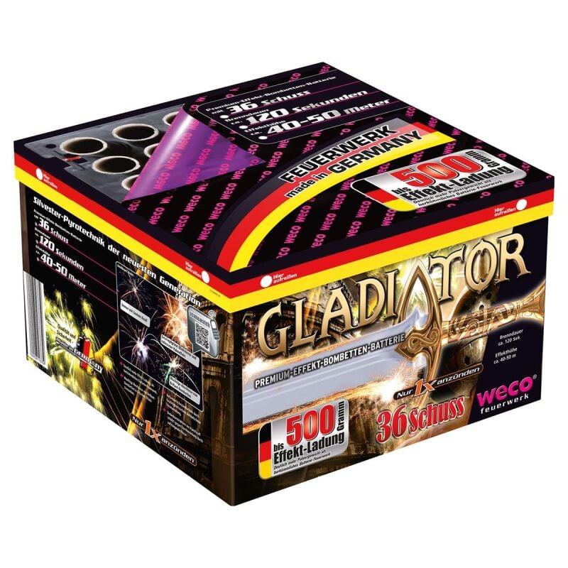 Jetzt Gladiator 36-Schuss-Feuerwerk-Batterie ab 39.09€ bestellen