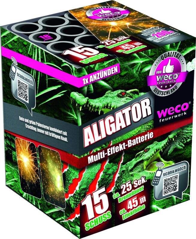 Jetzt Aligator 15-Schuss-Feuerwerk-Batterie ab 5.99€ bestellen