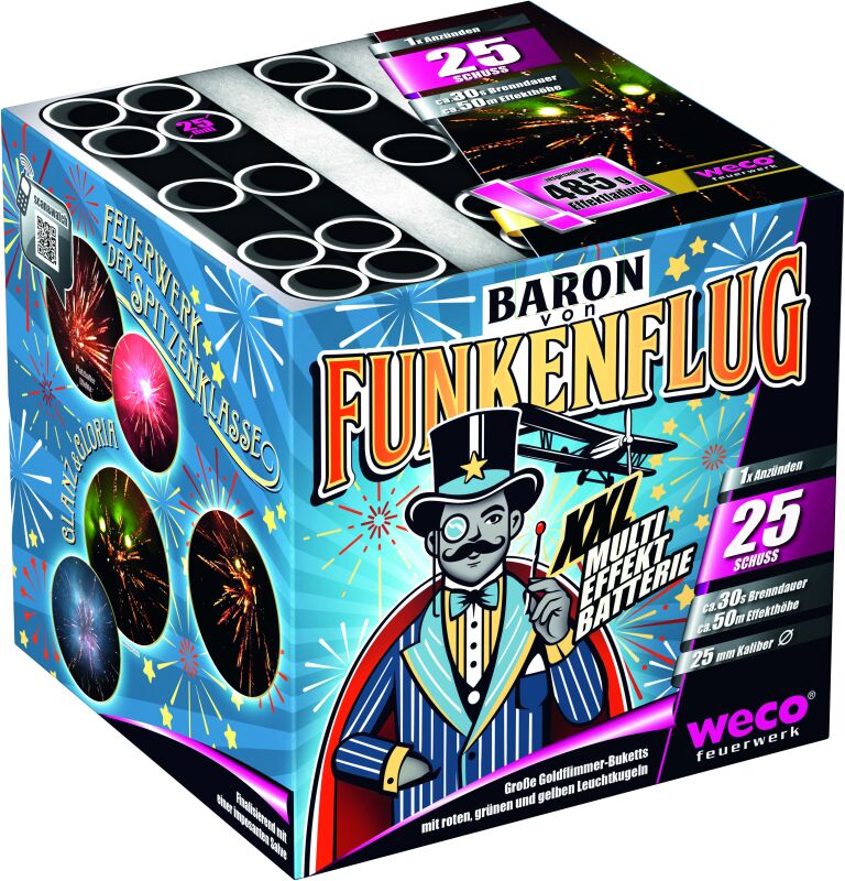 Jetzt Baron Funkenflug 25-Schuss-Feuerwerk-Batterie ab 35.99€ bestellen