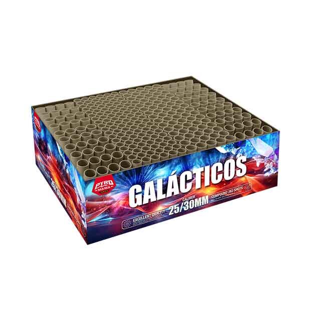 Silvester ~ Galácticos 263-Schuss-Feuerwerkverbund (Double Compound) – Produktbild