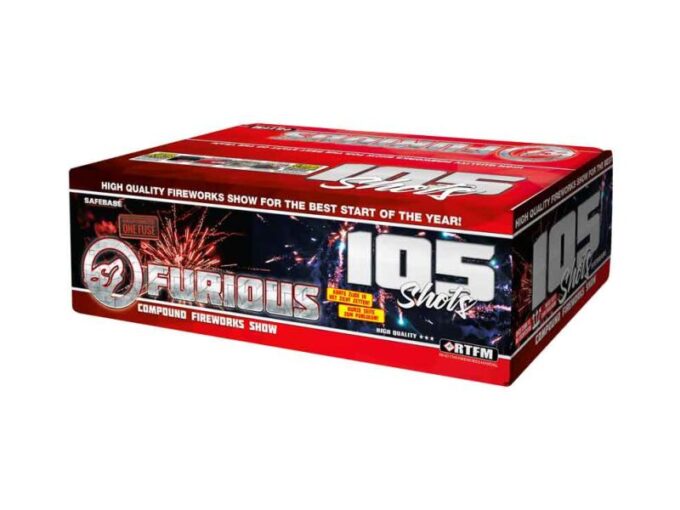 Silvester ~ Furious 105-Schuss-Feuerwerkverbund (Stahlkäfig)